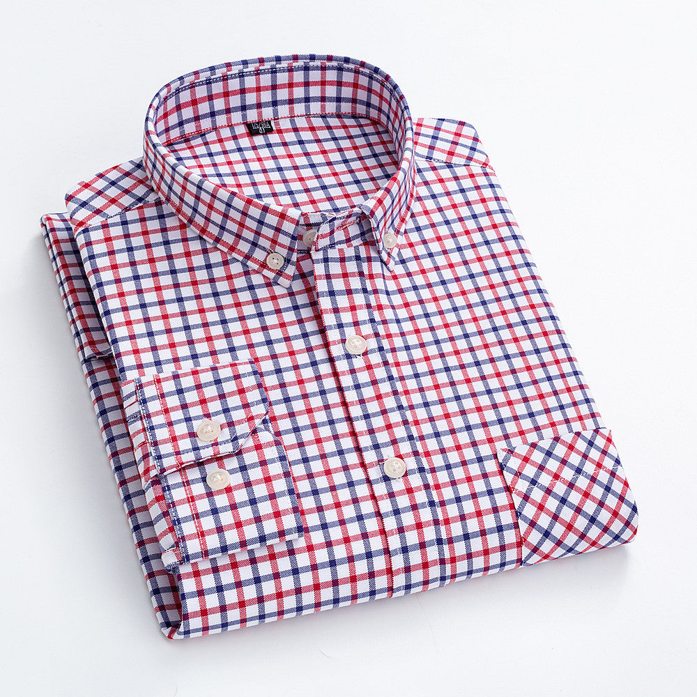 Casual Cotton Carbon Plaid Slim Fit Shirt