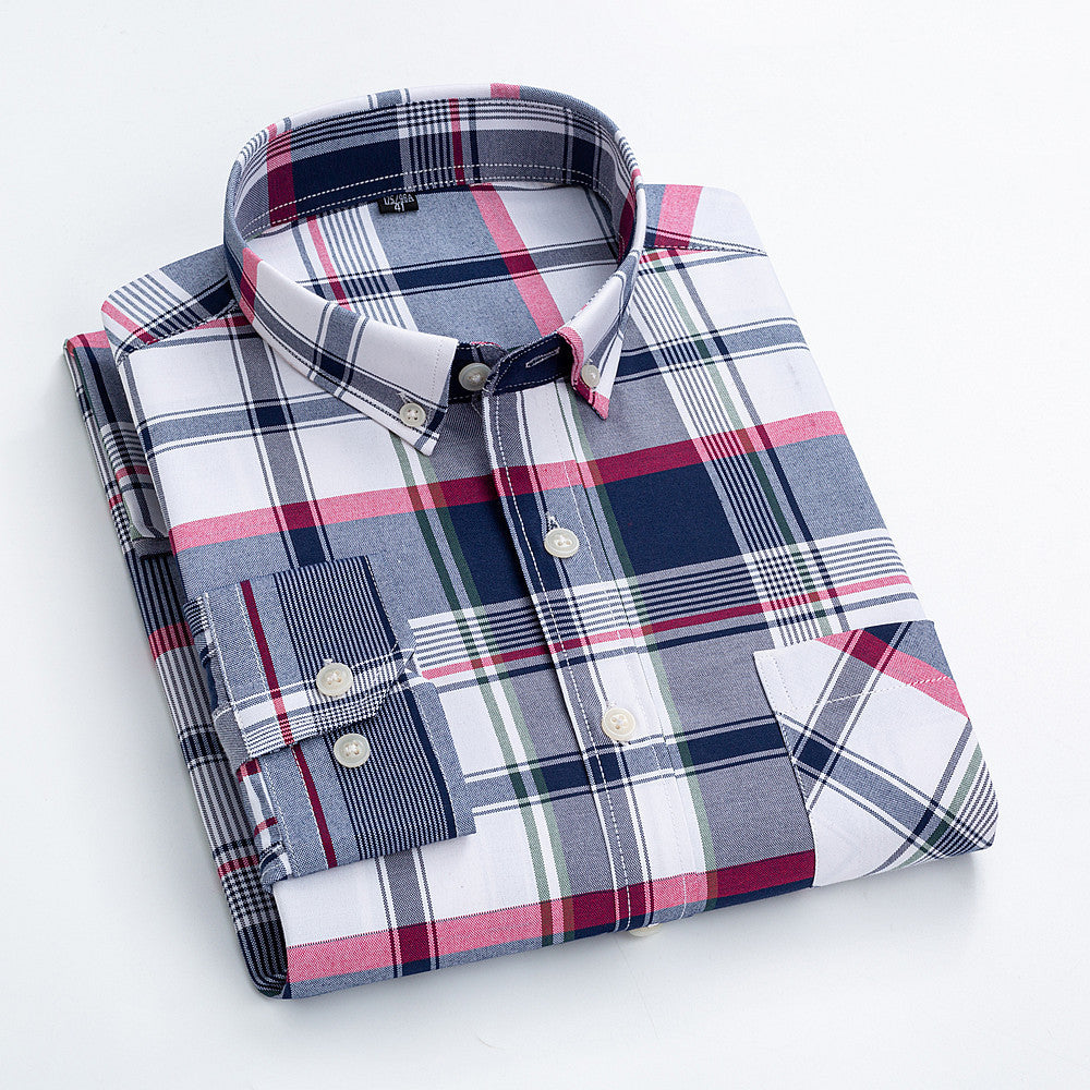 Casual Cotton Carbon Plaid Slim Fit Shirt