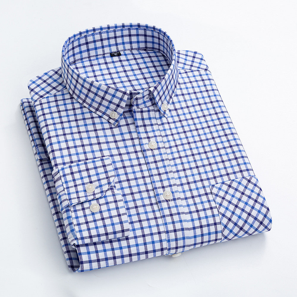 Casual Cotton Carbon Plaid Slim Fit Shirt