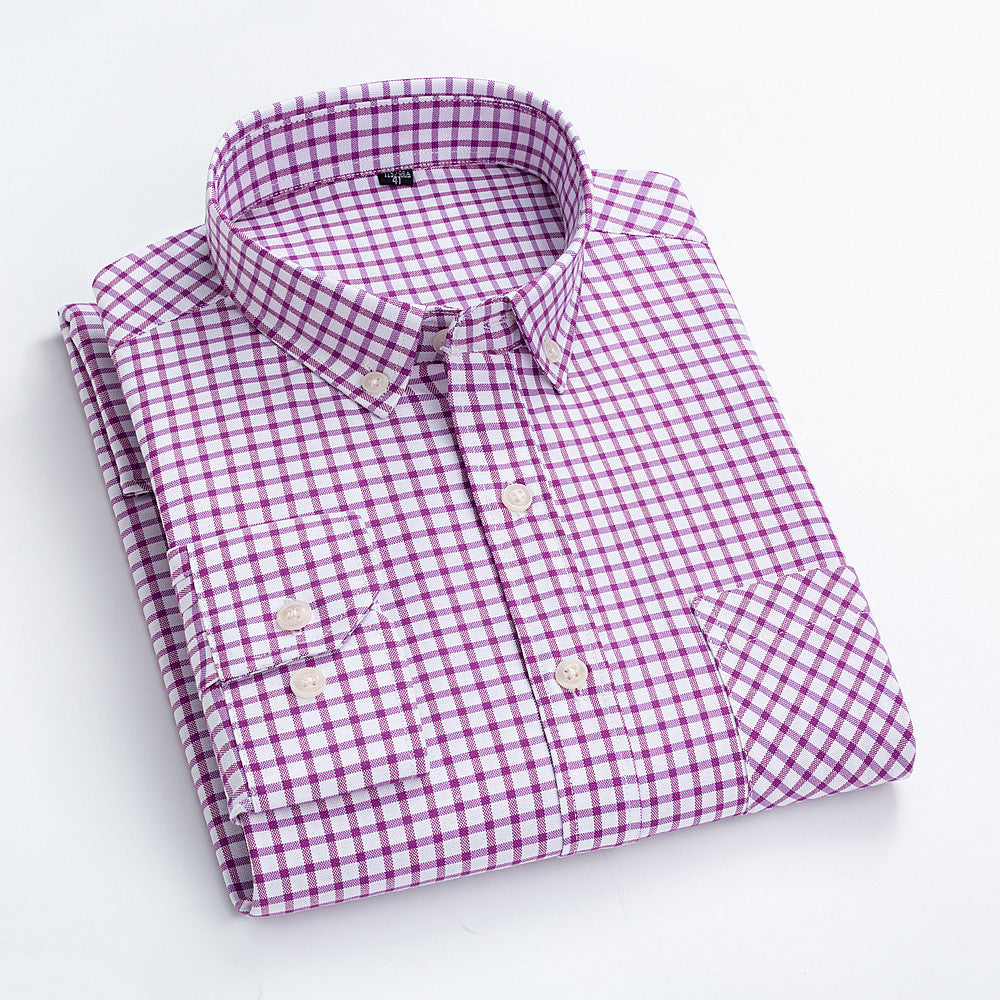 Casual Cotton Carbon Plaid Slim Fit Shirt