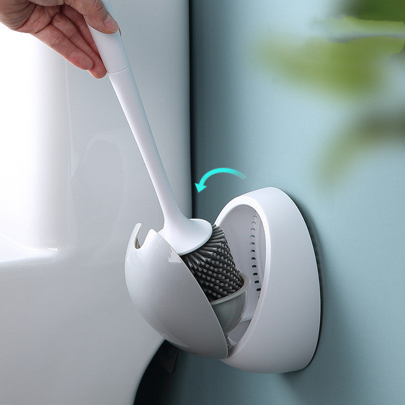 Space-saving bathroom toilet brush featuring wall mount system and quick-dry holder