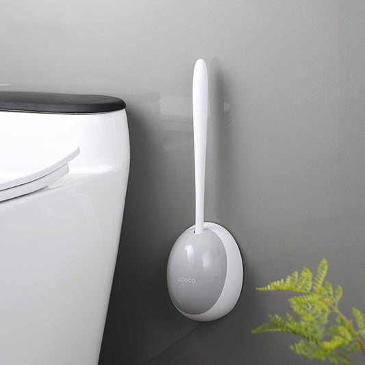 Wall-mounted toilet brush holder with hidden installation and hygienic storage design