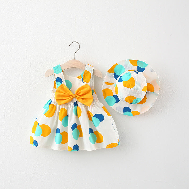 Children's Skirt Wholesale Summer Style Full Circle Printed Bow Skirt With Hat Girls Children's Clothing