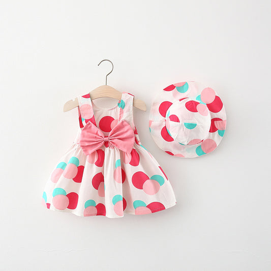 Children's Skirt Wholesale Summer Style Full Circle Printed Bow Skirt With Hat Girls Children's Clothing