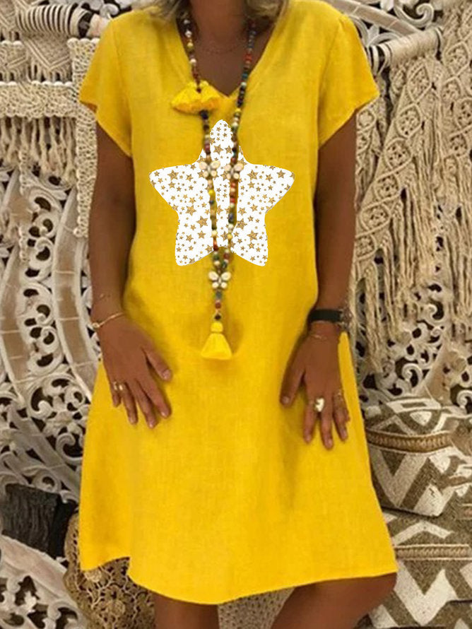 Printed Short sleeve V-neck Maxi Dress