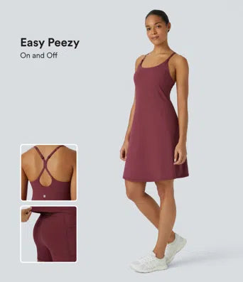 Softlyzero™ Airy Backless Cut Out Adjustable Strap 2-in-1 Pocket Cool Touch Longer Active Dress-UPF50+