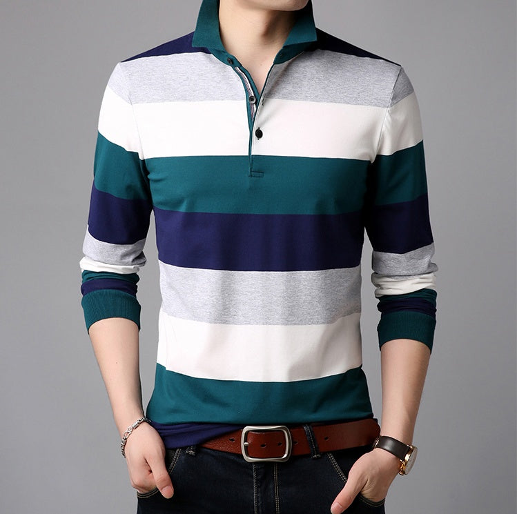 Casual men's slim stripe T-shirt