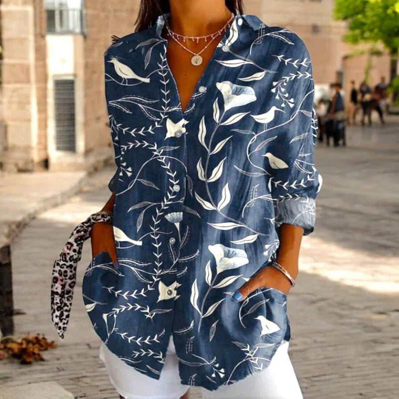 New Women's Long Sleeved Shirt For Summer Fashion, 3D Printed Shirt With Floral Pattern