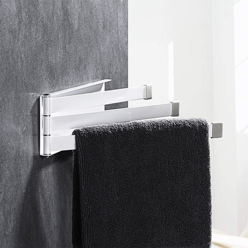 Premium wall-mounted towel holder showing rental-friendly installation without wall damage or holes