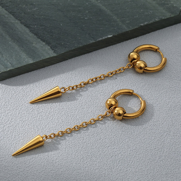 All-match Stainless Steel 18K Furnace Real Gold Plated Long Earrings For Women