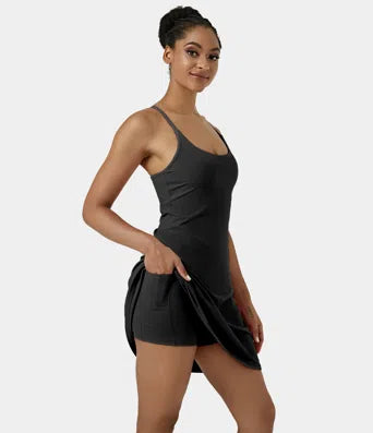 Softlyzero™ Airy Backless Cut Out Adjustable Strap 2-in-1 Pocket Cool Touch Longer Active Dress-Easy Peezy Edition-UPF50+