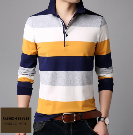 Casual men's slim stripe T-shirt