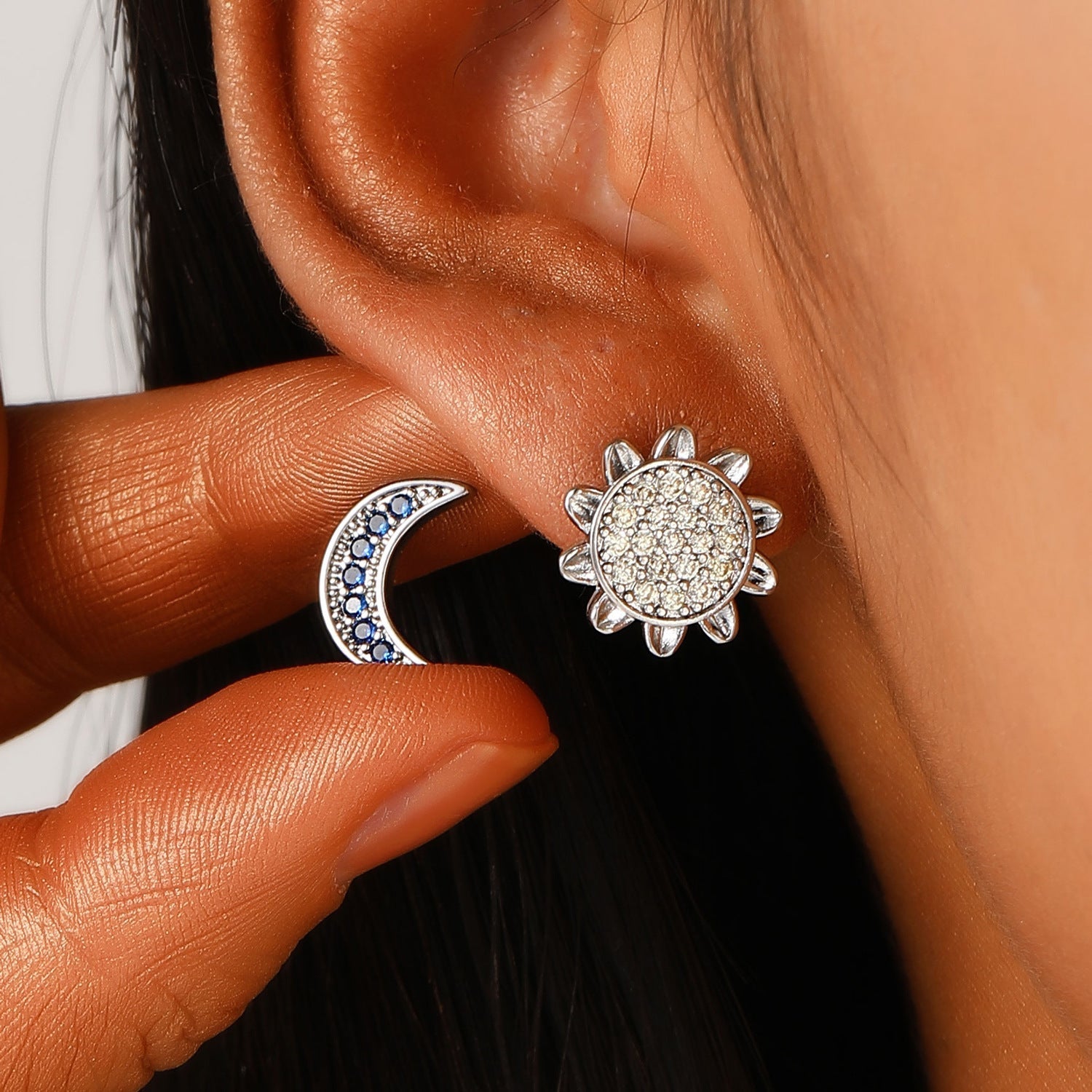 Sun And Moon Full Diamond Stainless