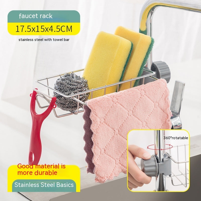 Racks Hanging On A Faucet Stainless Steel Kitchen Storage Rack