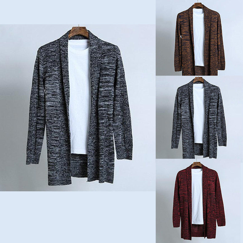 Knit Cardigan Men's Warm Casual Long Jacket