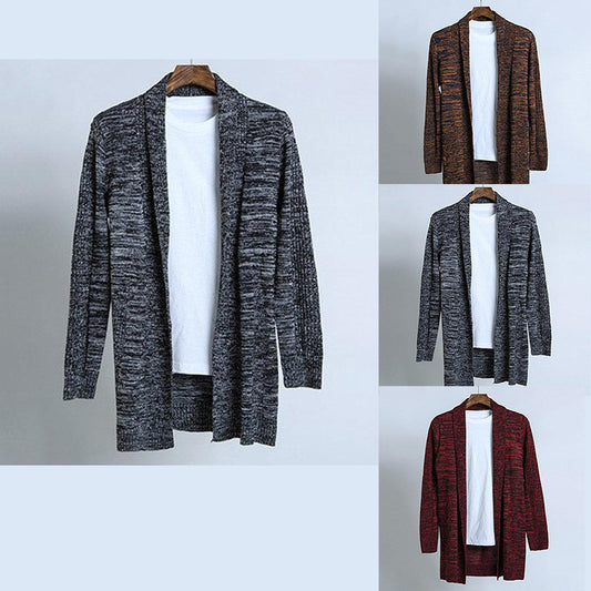 Knit Cardigan Men's Warm Casual Long Jacket