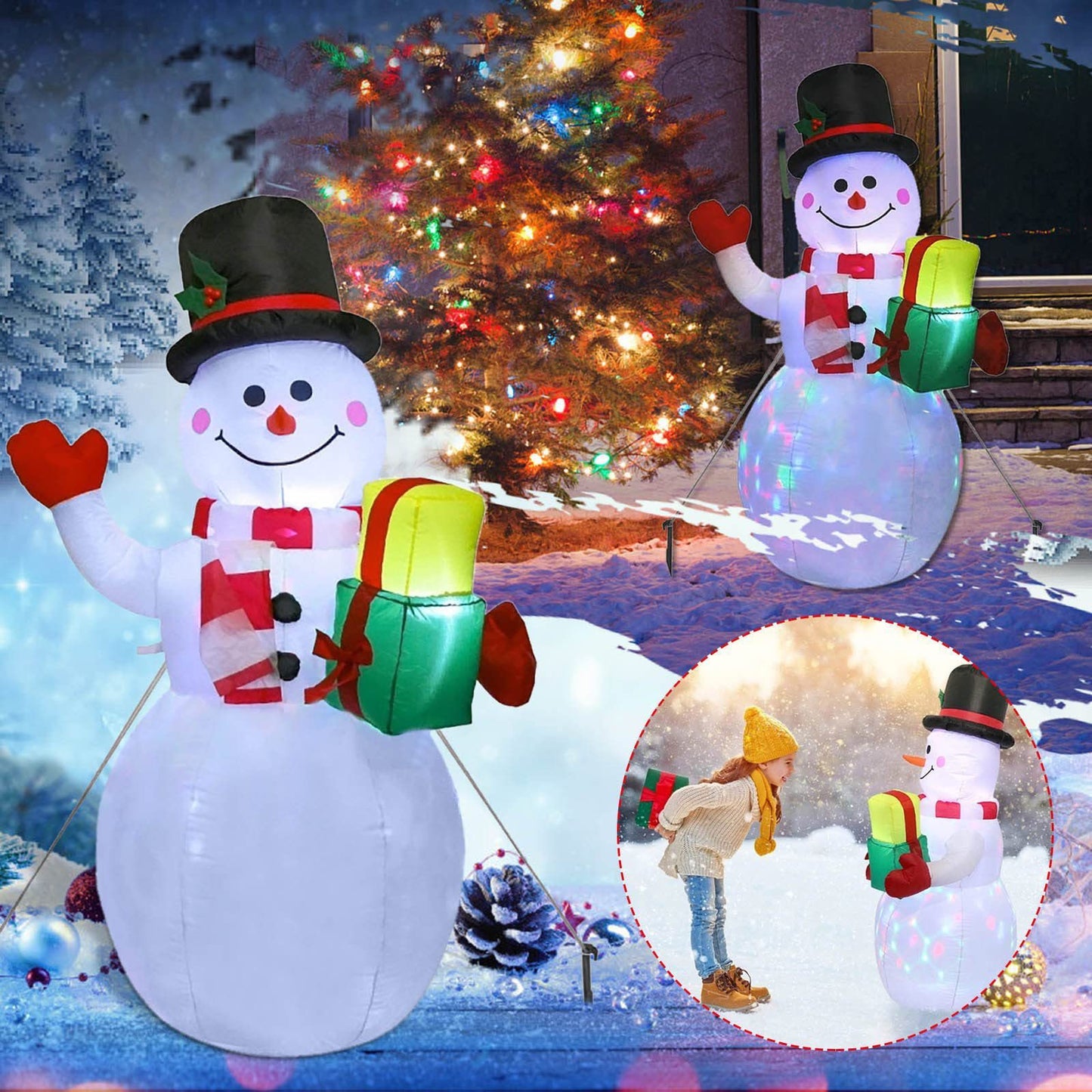 Christmas LED Lights Glowing Santa Tree Snowman 06