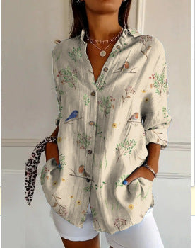 New Women's Long Sleeved Shirt For Summer Fashion, 3D Printed Shirt With Floral Pattern
