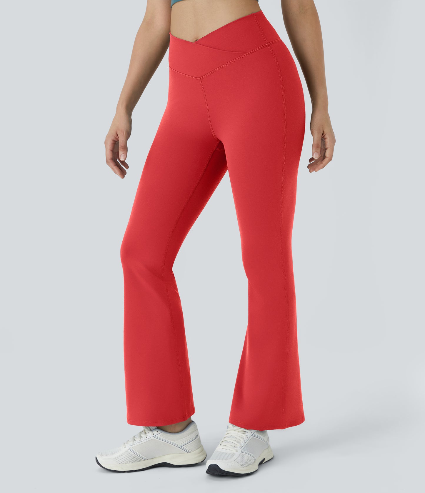 Comfortable High-Waisted Crossover Flare Yoga Leggings for Stylish Movement