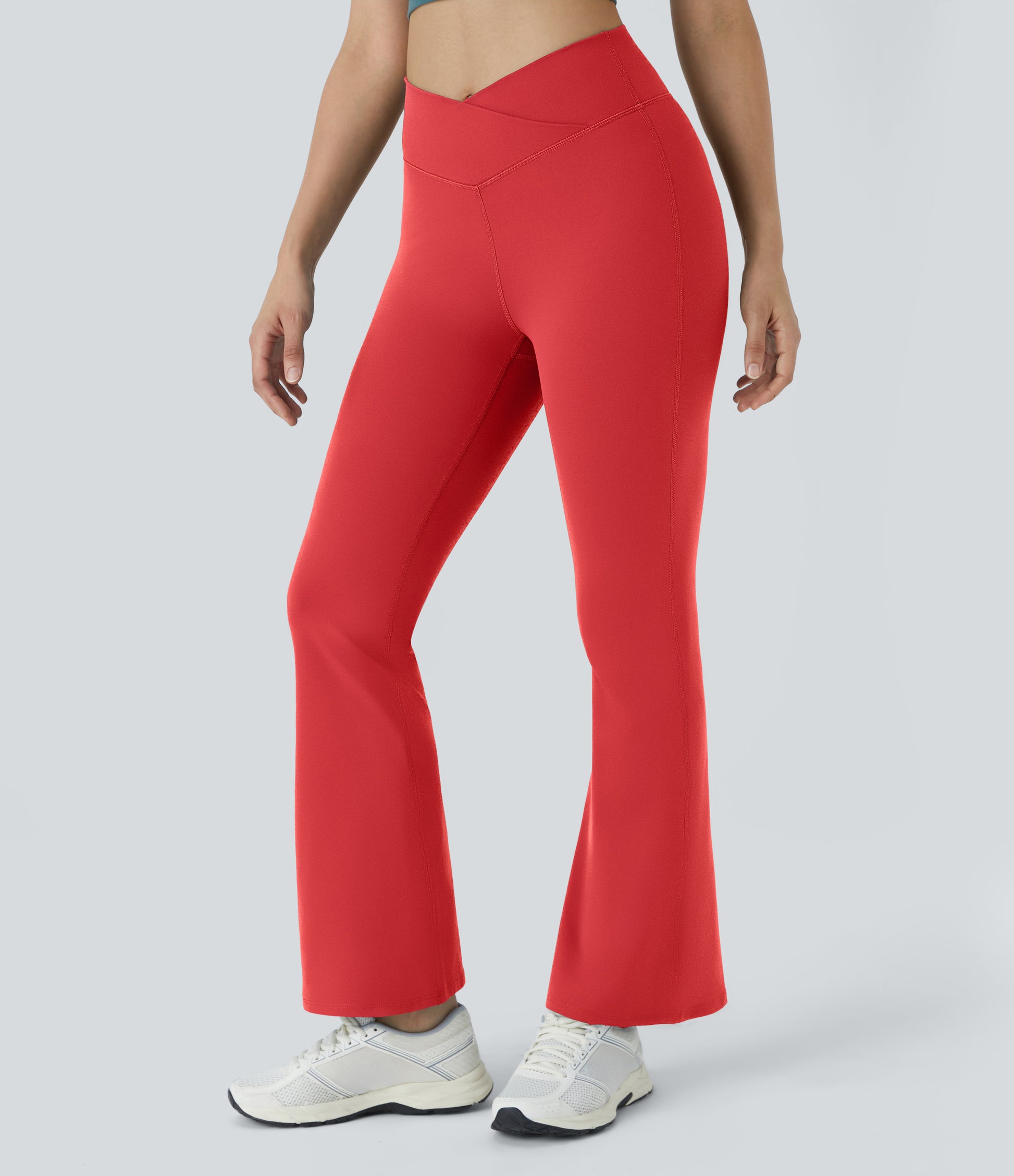 Comfortable High-Waisted Crossover Flare Yoga Leggings for Stylish Movement