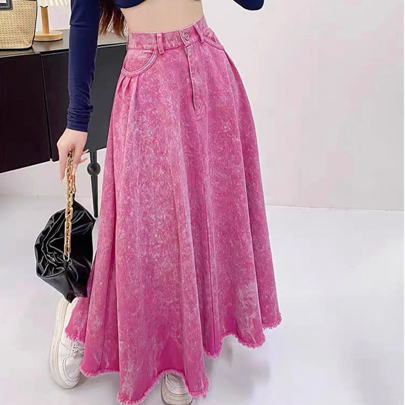 Design Low Waist Slimming A Line Grinding Plate Dress