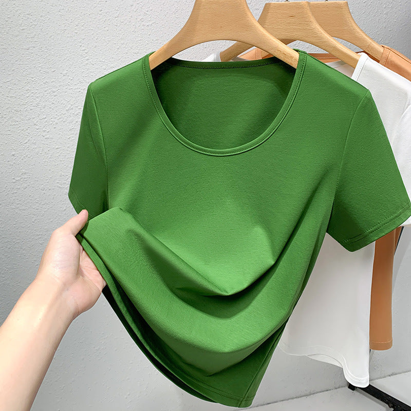 Women's Round Neck Double-sided Mercerized Cotton Short-sleeved T-shirt
