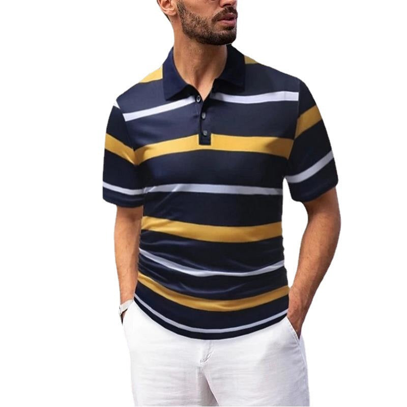 Striped Polo Shirt Men's Summer Short-sleeved T-shirt