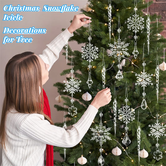 Christmas Tree Hanging Pendants Acrylic Ice Strip Snow 01