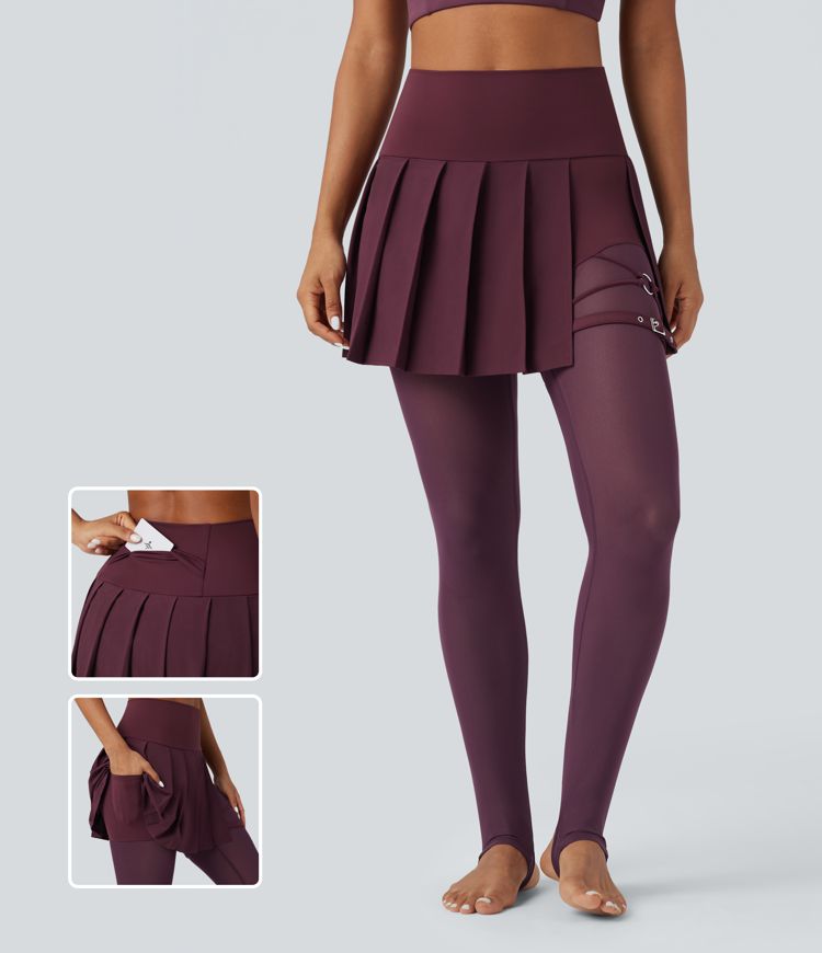 Breezeful™ High Waisted Pleated Quick Dry Mini Dance Skirt with Pockets