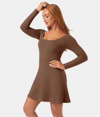 Long Sleeve 2-in-1 Pocket Mini Tennis Active Dress