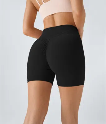 Softlyzero High Waisted Crossover Plain Yoga Biker Shorts 3
