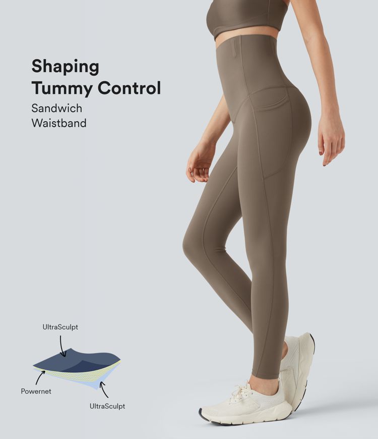Halara UltraSculpt™ SoCinched High Waisted Tummy Control Side Pocket Shaping Yoga Flare Leggings