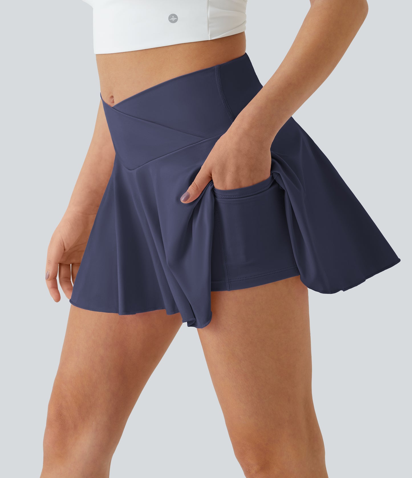 Softlyzero™ Airy Comfy High-Waisted Crossover Tennis Skirt with Pockets UPF50+