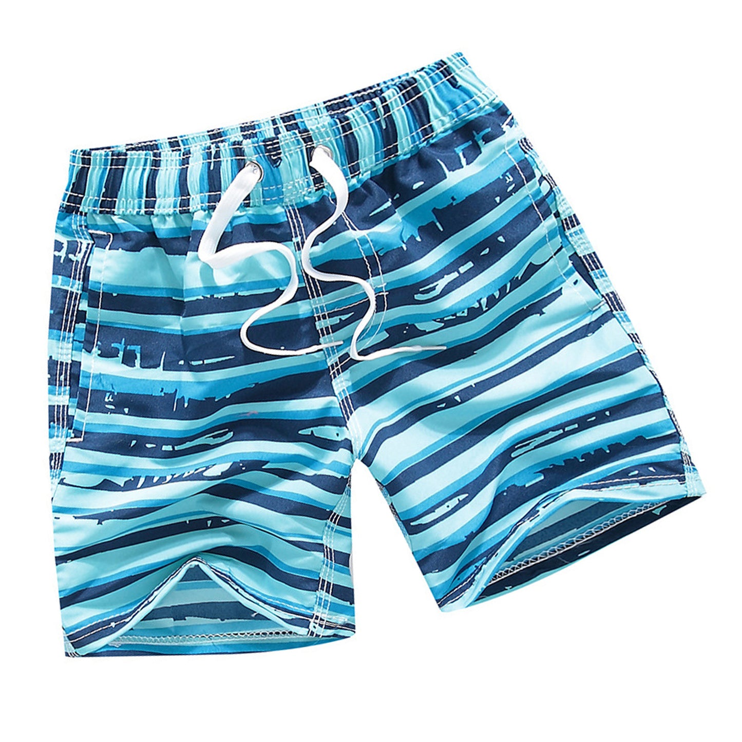 Kids Swim Short Pants Printed with 3 Pocket Drawstring Quick Dry Printed Elastic Beach Swim Shorts Sky Blue 5‑6 Years Old