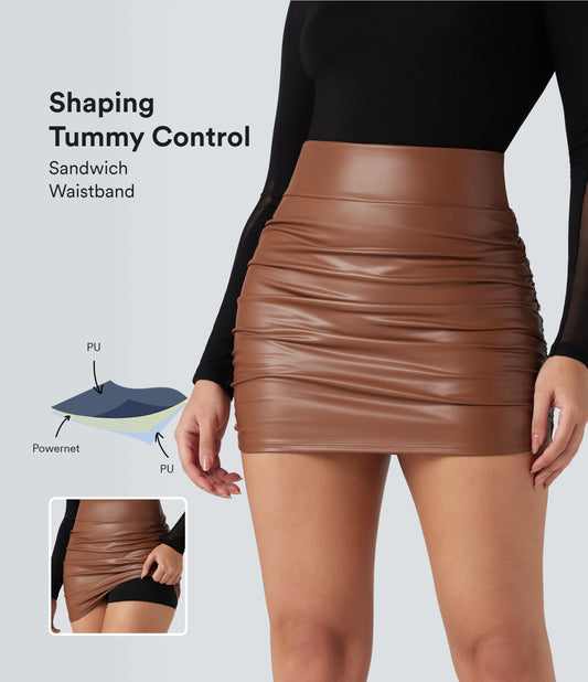 Women's SoCinched High Waist Tummy Control Ruched Fleece Mini Skirt