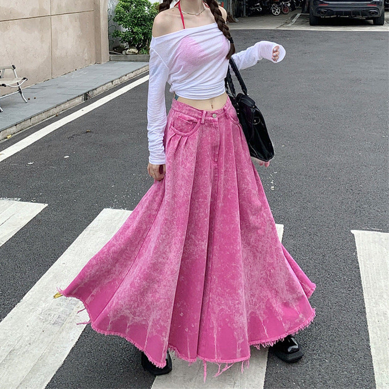 Design Low Waist Slimming A Line Grinding Plate Dress