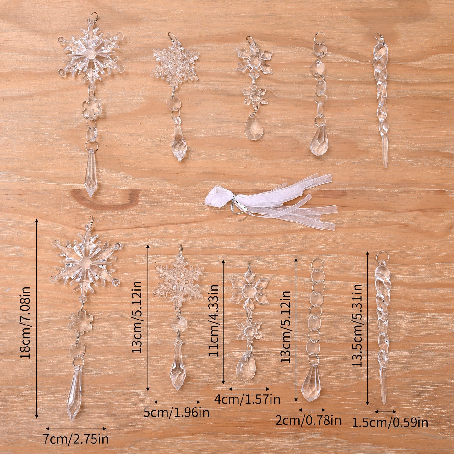 Christmas Tree Hanging Pendants Acrylic Ice Strip Snow 07