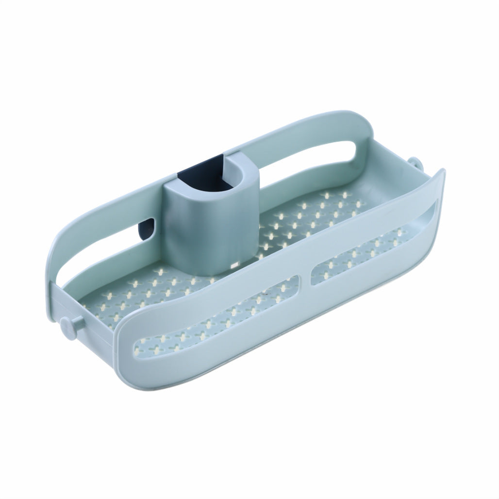Versatile bathroom sink caddy featuring stable faucet mounting and convenient snap-on attachment