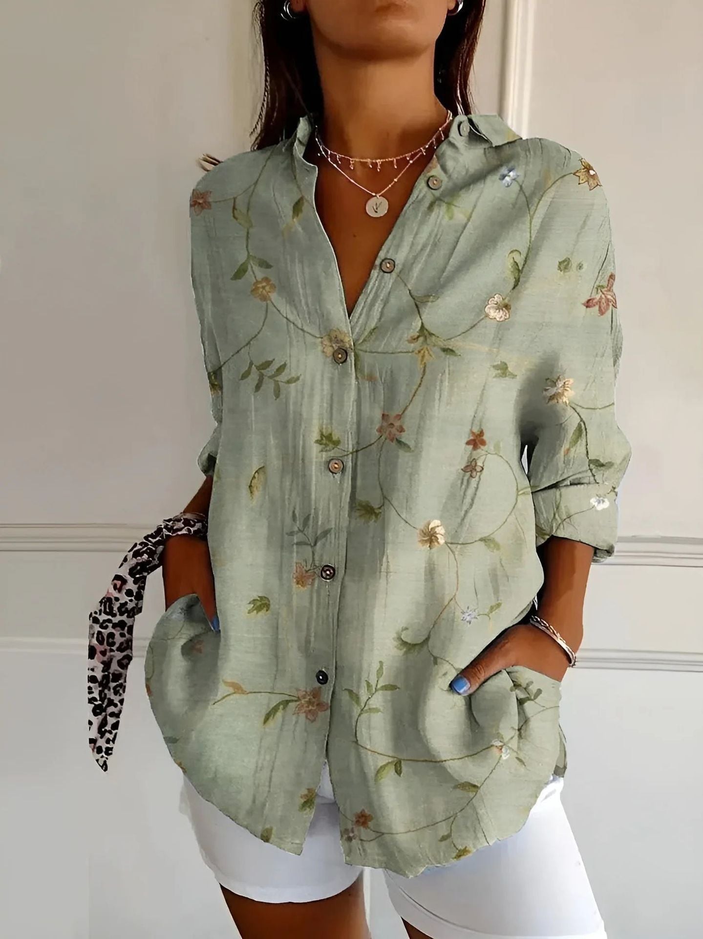New Women's Long Sleeved Shirt For Summer Fashion, 3D Printed Shirt With Floral Pattern