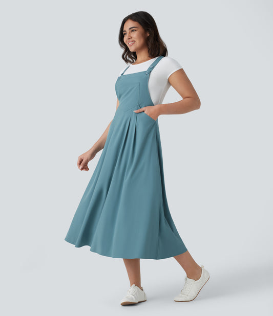Breezeful™ Flowy Quick-Dry Midi Dress: Adjustable Straps, Multiple Pockets