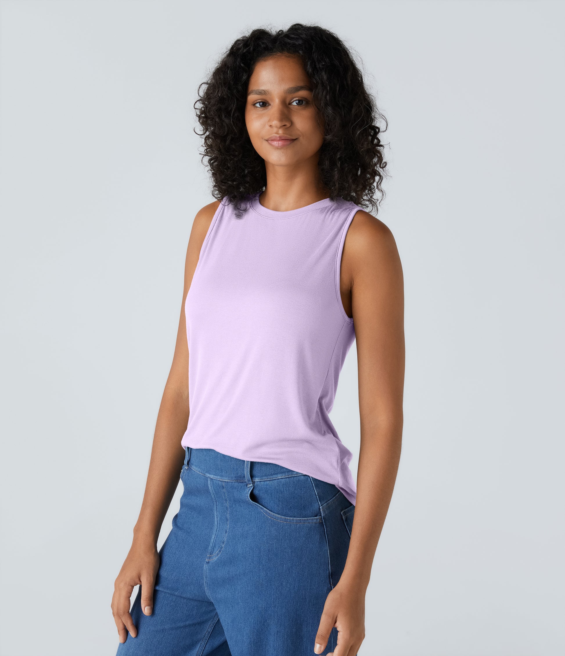 Women's Essential Ribbed Round Neck Casual Tank Top - Soft, Stretchy, Versatile