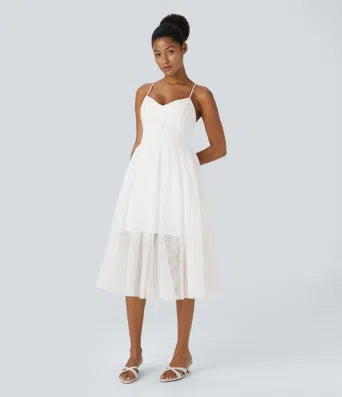Adjustable Strap U Back Backless Twisted Flare Flowy Maxi Slip Resort Dres