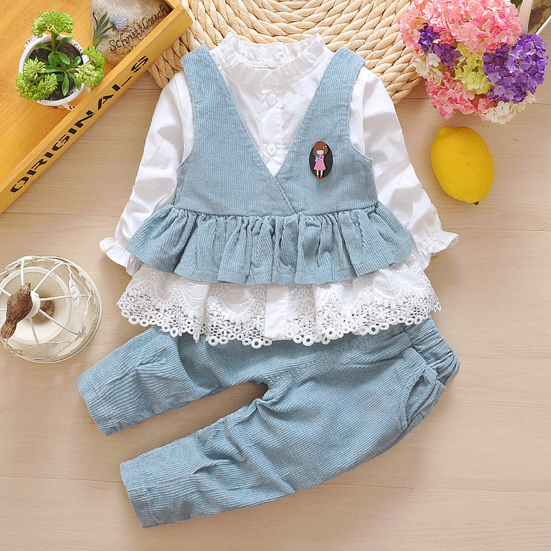 Infant Princess Dress Girls Cotton Three Piece Suit