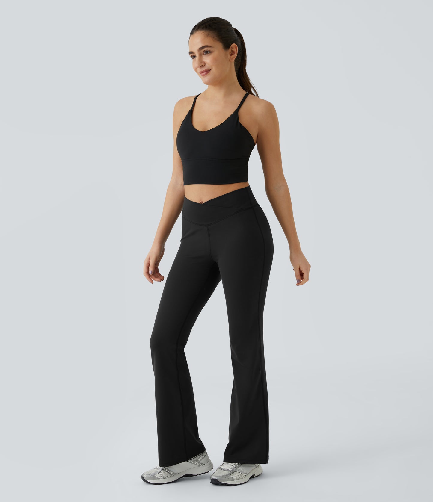 Comfortable High-Waisted Crossover Flare Yoga Leggings for Stylish Movement