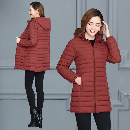 Autumn And Winter Lightweight Cotton Coat Women's Mid-length