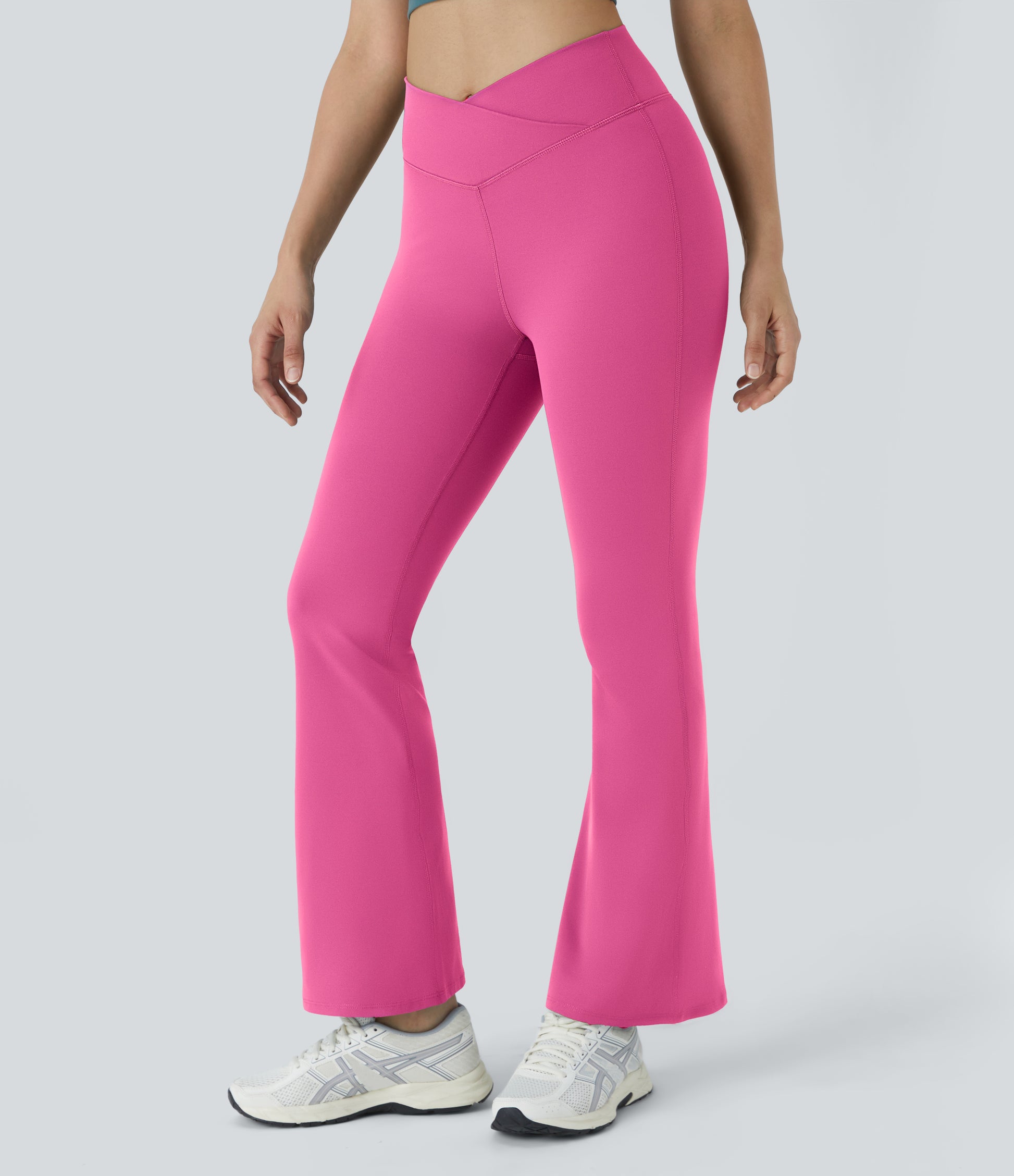 Comfortable High-Waisted Crossover Flare Yoga Leggings for Stylish Movement