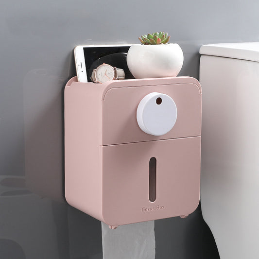 Wall-mounted bathroom tissue box with waterproof design and easy paper towel dispensing