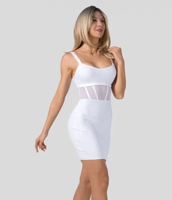 Softlyzero™ Airy Contrast Mesh Corset Style Backless Bodycon Mini Cool Touch Casual Dress-UPF50+