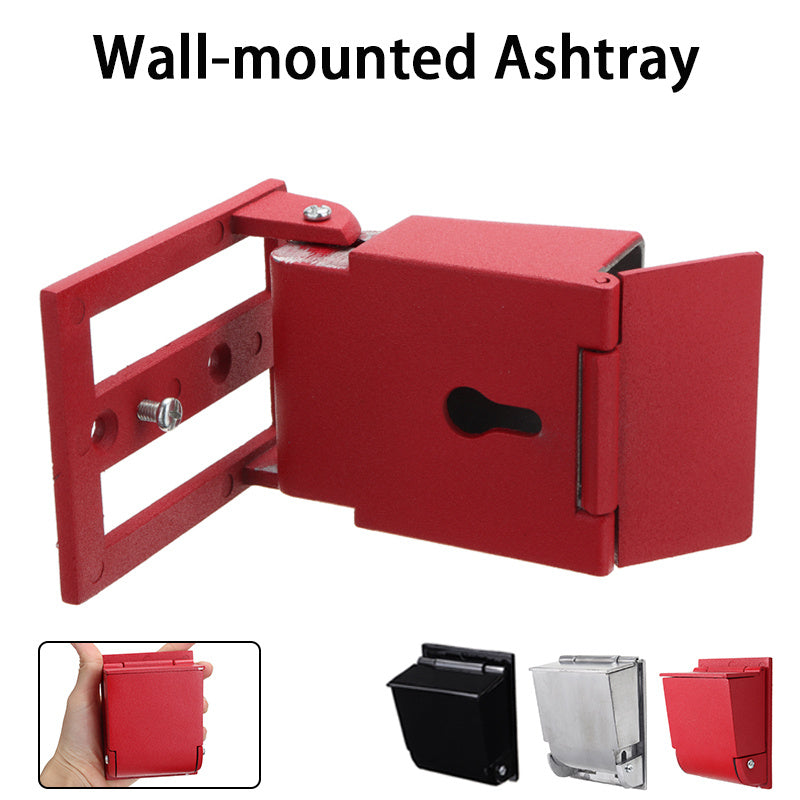 Space-saving wall-mounted smoking receptacle with rainproof lid and easy installation