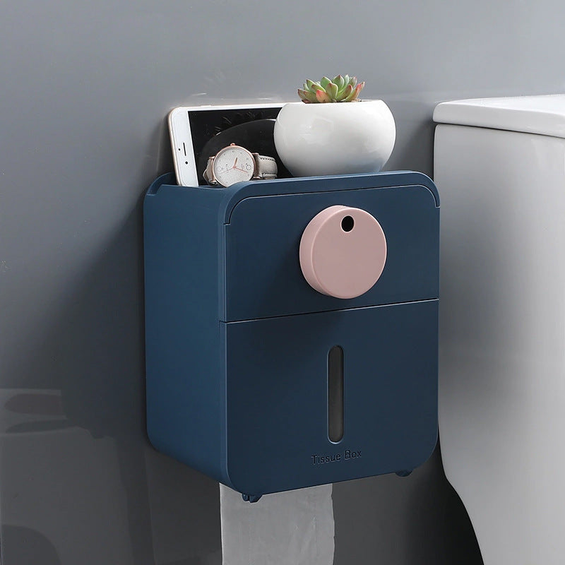 Waterproof wall-mounted tissue box showing convenient loading and sleek design